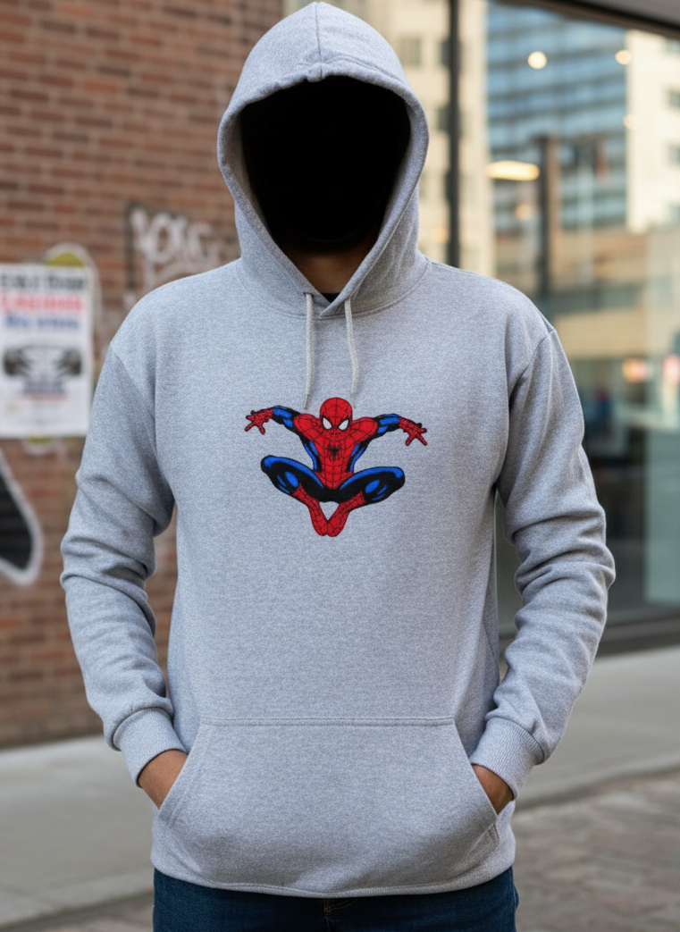 New Summer Collection Full Grey Hoodie SPIDER MAN Printed For Girl And Boys